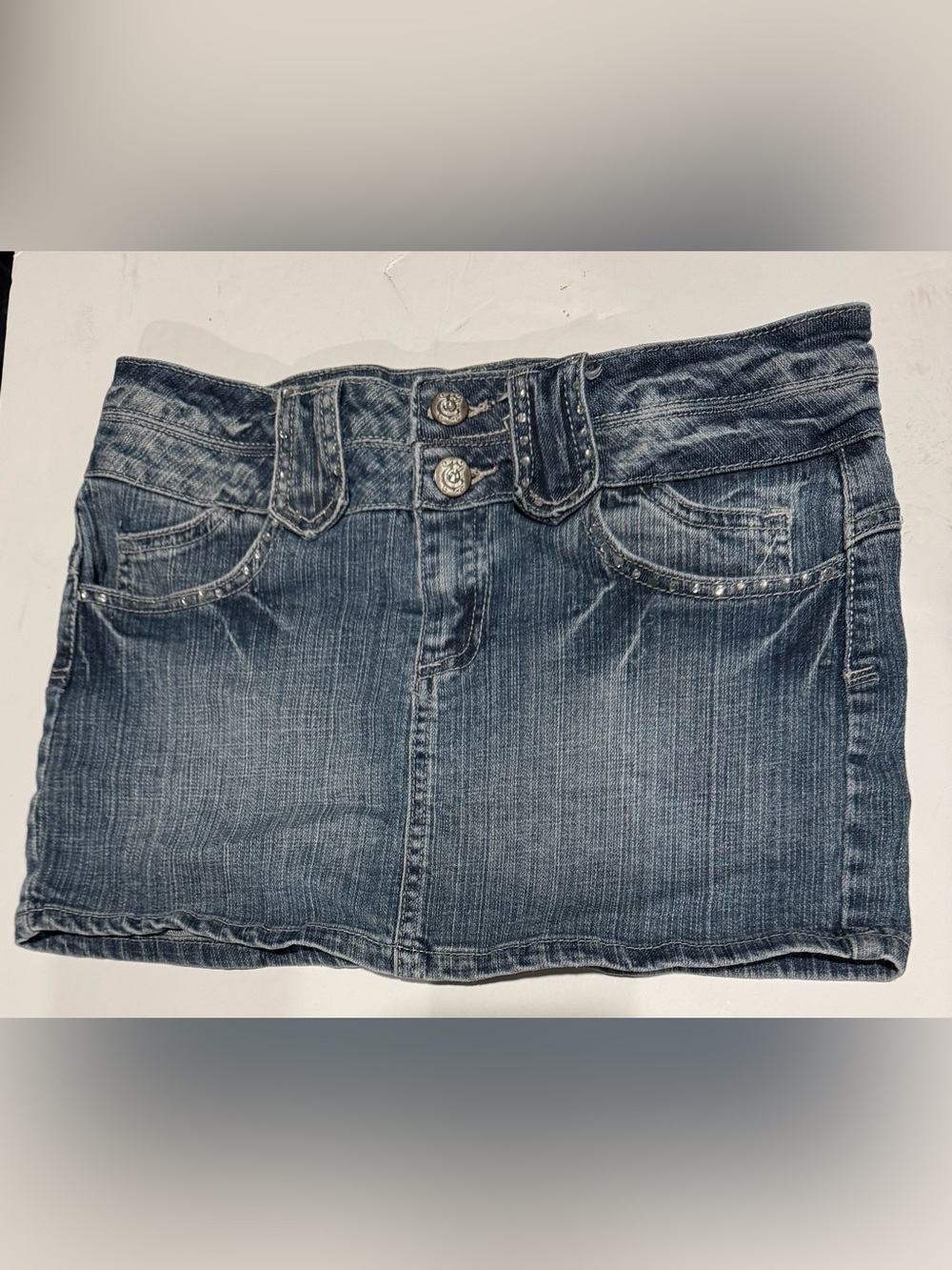 Y2K Embellished Denim Mini Skirt – C’est Toi Premium Size S